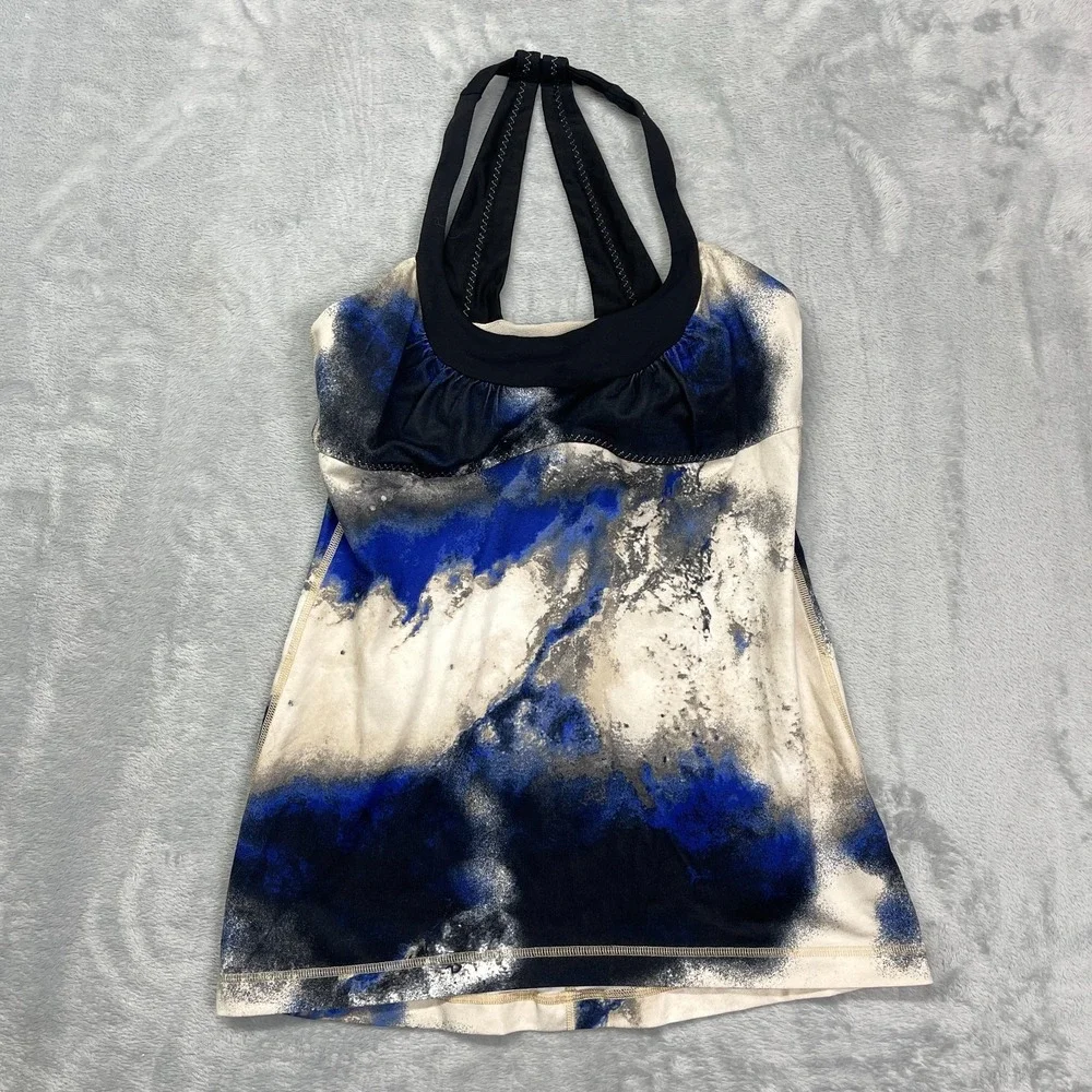 Lululemon Tank Top Womens XS Multi Shelf Bra Milky Way Fitness Scoop Me Up Crop